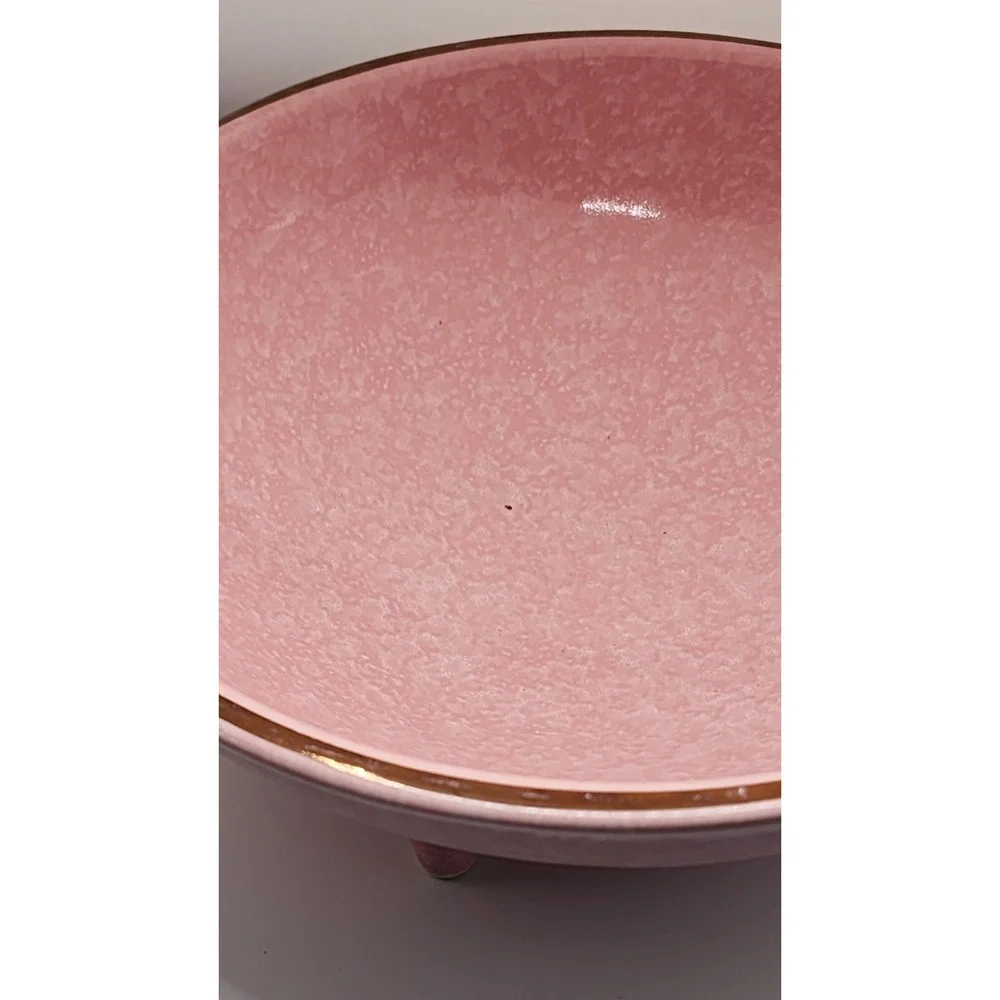 Kenwood Vintage Pink MCM Retro 964 Drip Speckled Footed Oven Proof Bowl USA 8.75